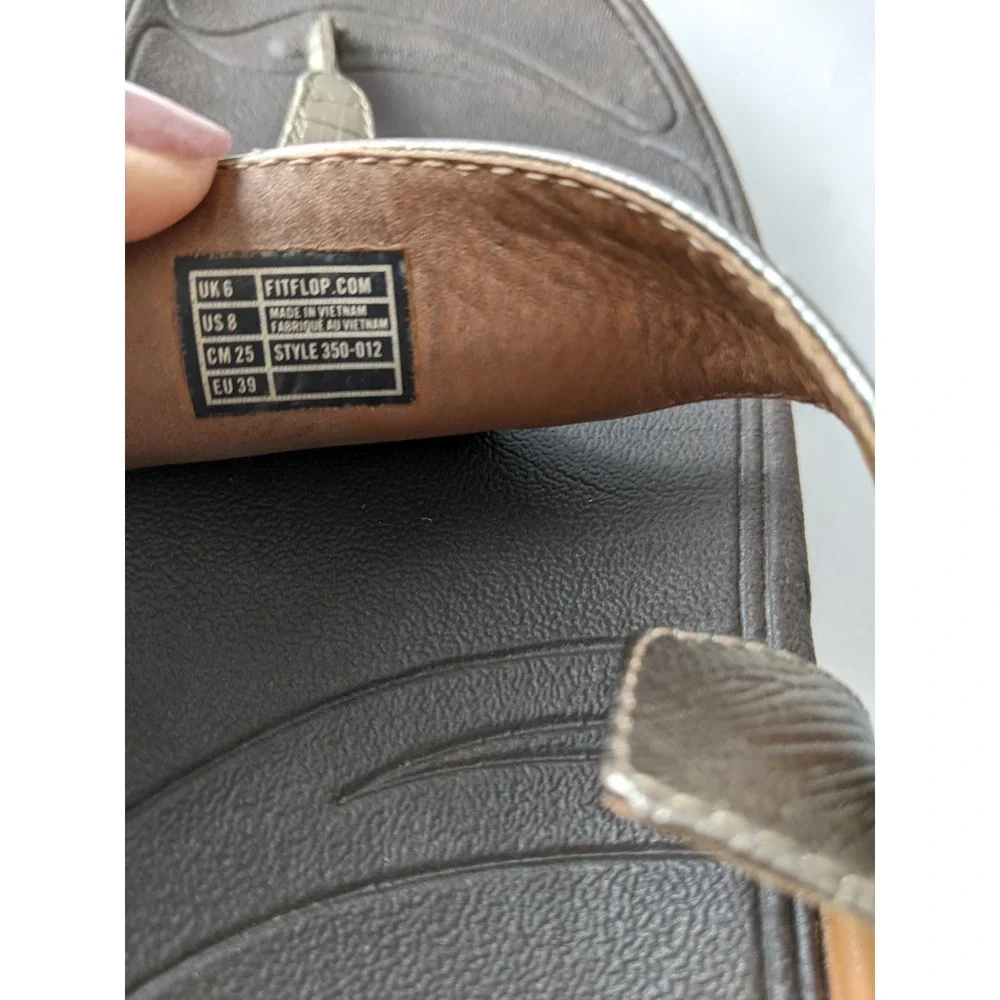 FitFlop Women Bronze Lizard Embossed Thong Slingback Sandals 350-012 US 8 UK 6